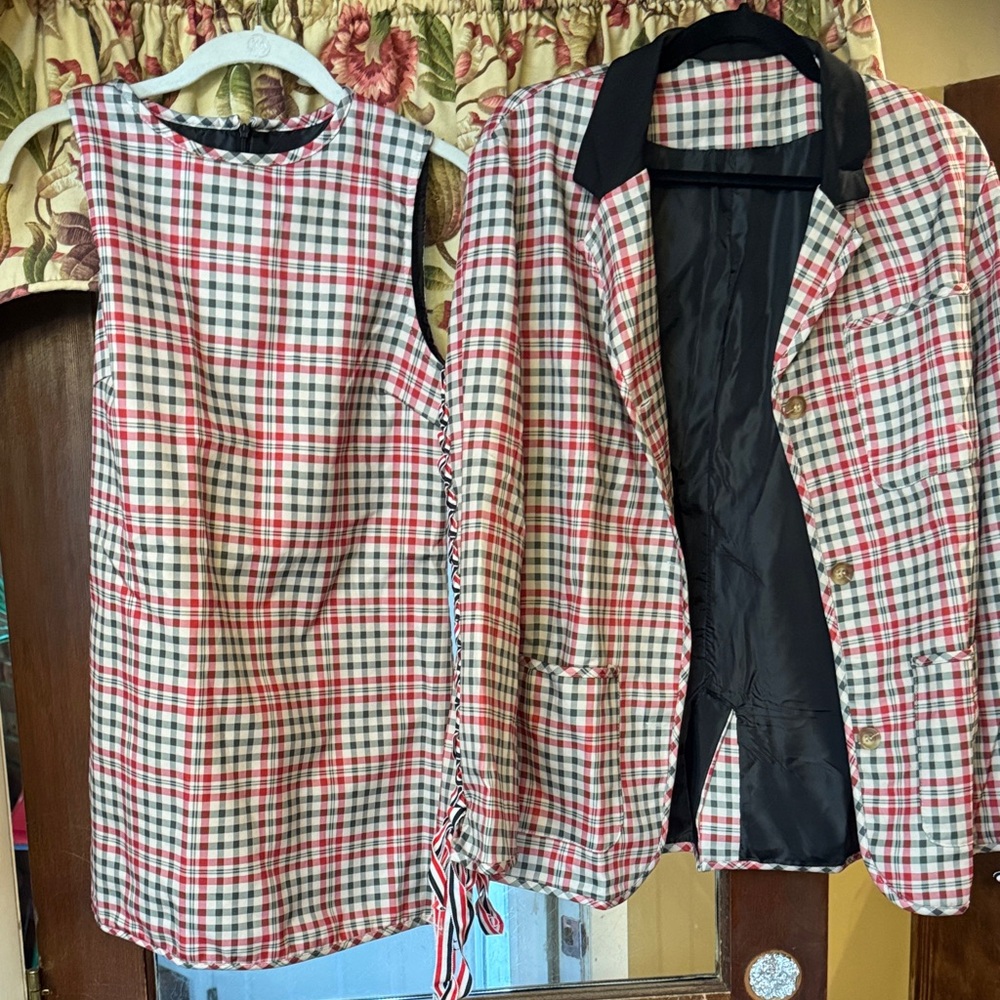 Plaid womens Blazer and Vest Set